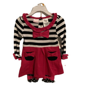 Nannette Baby Girl Black and Hot Pink 2 piece Outfit